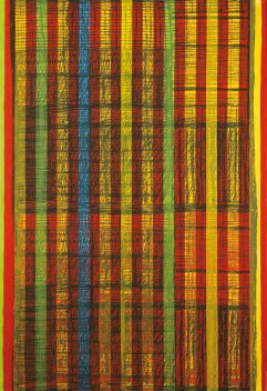 Newspaper with Stripes  1997  silkscreen and acrylic on canvas  120/180 cm