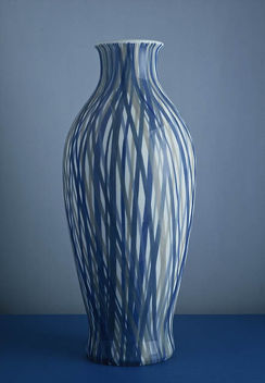 Váza 2003 malba lazurou pod glazuru výška 55 cm