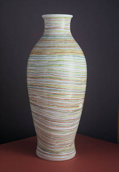 Váza 2003 malba lazurou pod glazuru výška 55 cm