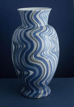Váza 2003 malba lazurou pod glazuru výška 50 cm